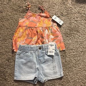 Oshkosh 18M girl tank and jean short set
